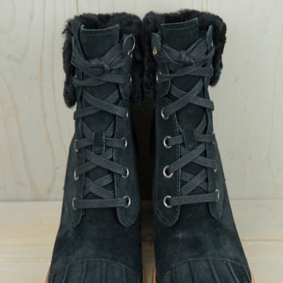 UGG JAXON BLACK FUR CUFF SUEDE BOOTS US 10 NIB - Picture 2 of 5